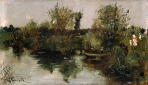 Idyllic River Landscape by Norbert Goeneutte