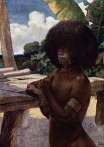 Native of British New Guinea, showing the manner of wearing the hair by Norman Hardy
