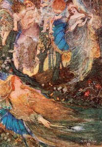 Titania sleeps, Midsummer Nights Dream, Act II Scene 2, illustration from 