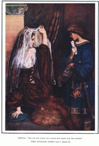Olivia: "But we will draw the curtain and show you the picture" by Norman Mills Price