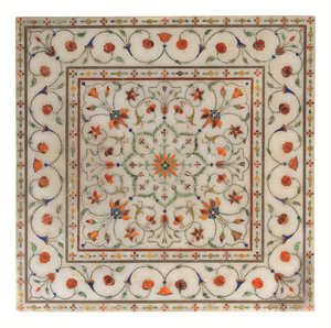 A Mughal Pietra Dura Inlaid Marble Footrest, c. 1700 by North Indian School
