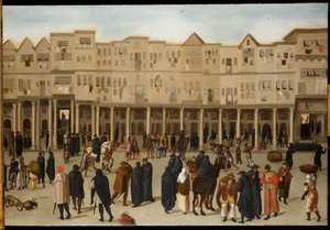 Town Scene in Lisbon by Northern European School
