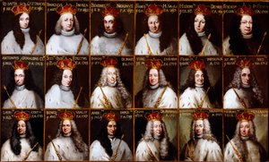 Coat of arms of the Republic of Genoa and portraits of the Doges. Giovanni Battista Cattaneo, Francesco Invrea, Negrone Bendinelli, Francesco Maria Sauli, Girolamo De Mari, Federico De Franchi, Antonio Cebà Grimaldi, Onorato Stefano Ferreti, Domenico De Ma by Northern Italian School