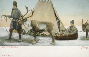 Laplanders with reindeer, Norway