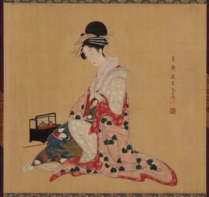 Oiran, Edo period, early-mid 19th century by Numata Gessai