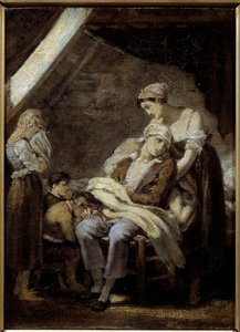 The unhappy family. Painting by Octave Tassaert by Octave Tassaert