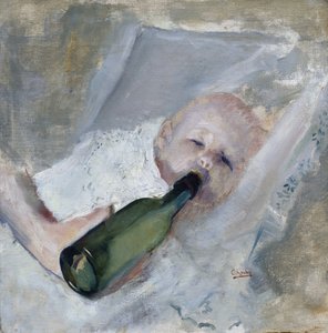 Baby with milk bottle