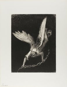 And I Saw an Angel Come Down from Heaven, Having the Key of the Bottomless Pit and a Great Chain in His Hand, plate 8 of 12 by Odilon Redon
