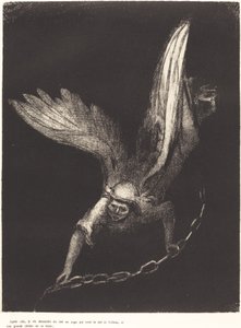And I saw an angel come down from heaven, having the key of the bottomless pit and a great chain in his hand by Odilon Redon