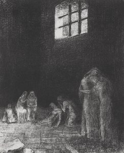 In the Shadow, People Weep and Pray... by Odilon Redon