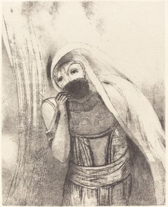 She Draws from Her Bosom a Sponge, Perfectly Black, and Covers It with Kisses by Odilon Redon