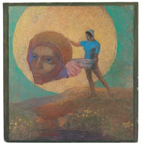 Figure carrying a winged head (The Fall of Icarus) by Odilon Redon