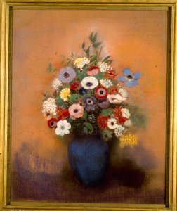 Large Bouquet in a Blue Vase by Odilon Redon