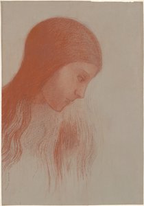 Head of a Young Girl in Profile by Odilon Redon