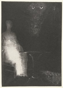 I Look Down on the Vague Shapes of a Human Figure (The Haunted House) by Odilon Redon