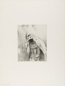 She Draws From Her Bosom a Sponge, Perfectly Black, and Covers it With Kisses, Plate 8 of 24 by Odilon Redon