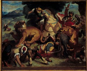 The lion hunt by Odilon Redon