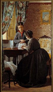 The Illiterate or Woman Writing a Letter for Her Maid by Odoardo Borrani