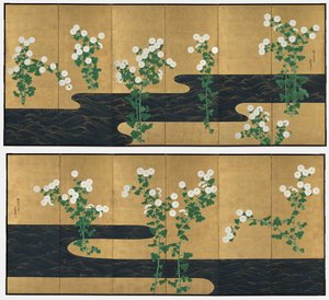 Chrysanthemums by a Stream by Ogata Korin