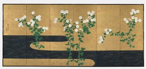 Chrysanthemums by a Stream by Ogata Korin