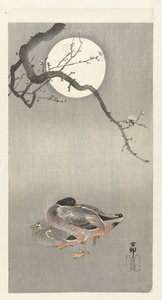 Ducks by Full Moon by Ohara Koson
