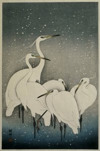 Group of Egrets by Ohara Koson
