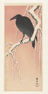 Crow on Snowy Branch by Ohara Koson