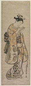 A Beauty with a Mirror by Okumura Masanobu
