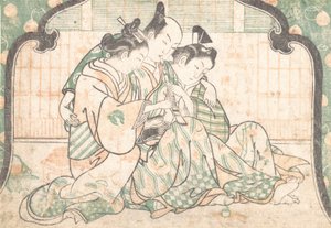 A Young Man Seated Between Two Women, ca. 1749 by Okumura Masanobu