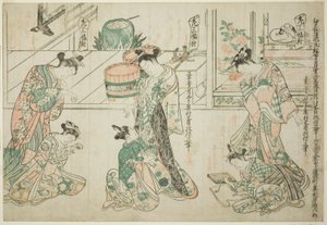 Child Attendants: A Set of Three by Okumura Masanobu
