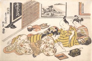 Plate from the Erotic Book Mounds of Dyed Colors: A Pattern Book for the Boudoir, ca. 1736-44 by Okumura Masanobu