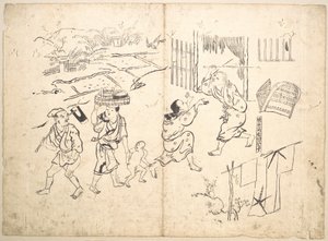 Woman Pursuing Sparrow by Okumura Masanobu