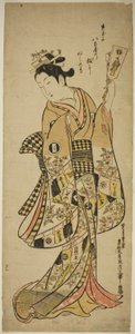 Yaoya Oshichi holding a battledore paddle
