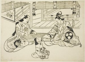 Yoshitsune and Princess Joruri, from the series "Famous Scenes from Japanese Puppet Plays"