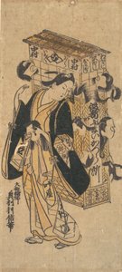 An Actor With a Rack of Wigs by Okumura Toshinobu