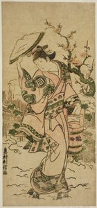 The Actor Sanogawa Mangiku as a Woman Walking in the Snow