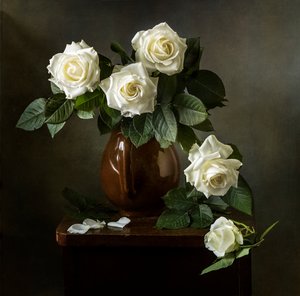 Elegant White Roses by Olga Aleksandrovna