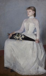 From a Walk or Lady in a White Dress by Olga Boznanska
