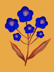 Vibrant Blue Flowers by Olga Skomorokhova