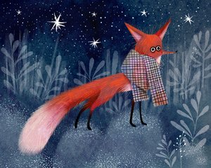 Whimsical Fox In Plaid by Olga Skomorokhova