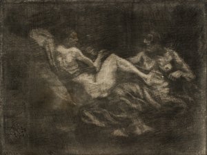 Two Witches Fighting Over a Broomstick by Oluf Hartmann