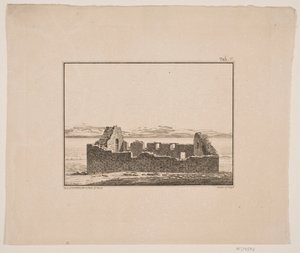 Church Ruin in Greenland. Illustration for W.A. Graah. Expedition to the East Coast of Greenland by Oluf Olufsen Bagge