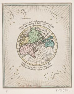 World map with poems by Oluf Olufsen Bagge