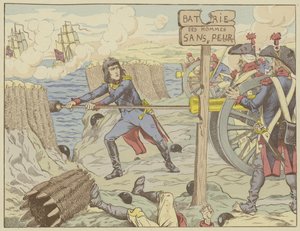 Napoleon loading a cannon like a common soldier at the Siege of Toulon, 1793
