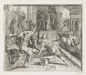 Solomon Builds the Temple in Jerusalem Paintings in the Loggia of Raphael (series title) by Orazio Borgianni