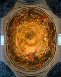 Inside View of the Dome. Fresco Depicting the Assumption of the Virgin by Orazio and Girolamo Riminaldi (17th Century) by Orazio Riminaldi