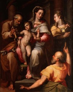 Holy Family with St. Peter and St. Mary Magdalene by Orazio Samacchini