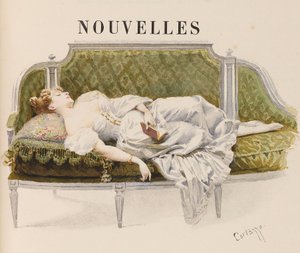 Half-title for Nouvelles by Alfred de Musset by Oreste Cortazzo