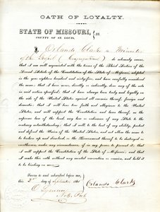 Swears Oath of Allegiance to the Government of the United States and the State of Missouri by Orlando Clarke