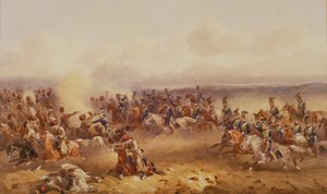A Squadron of the 10th Hussars Defeat the Russians at Tchernaya, 16th August 1855, c.1890 by Orlando Norie